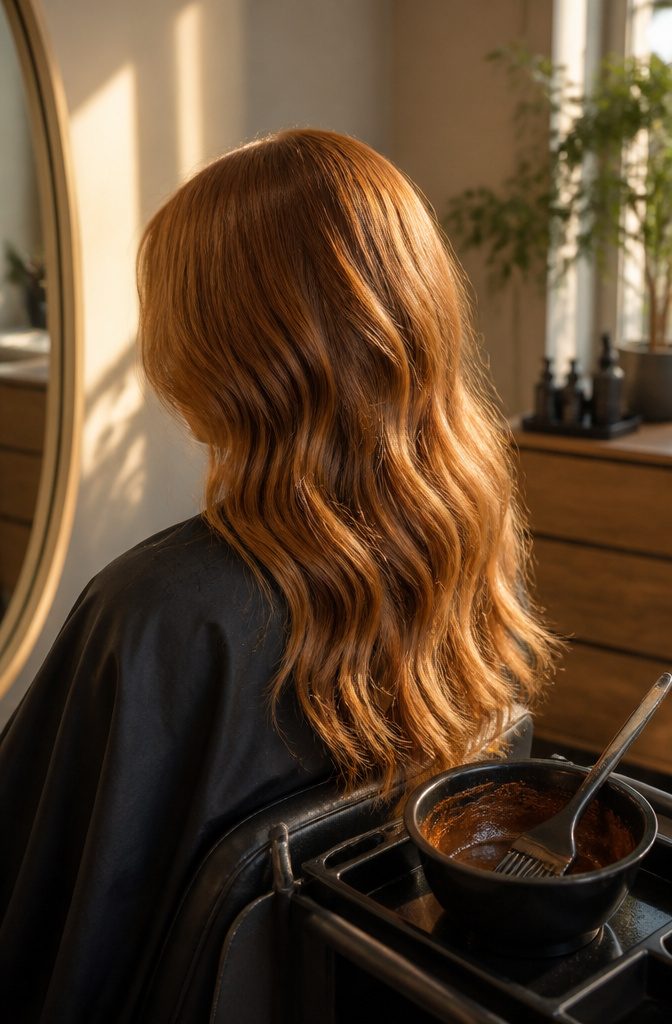 Dark blonde hair with balanced golden and copper tones