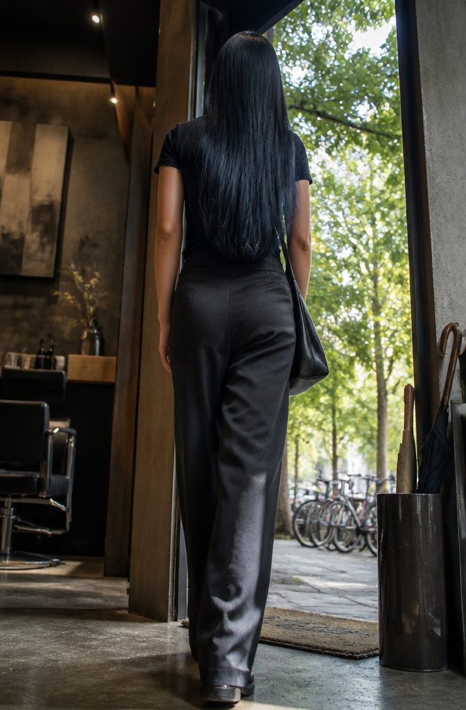 Jet black hair with blue tones visible in sunlight