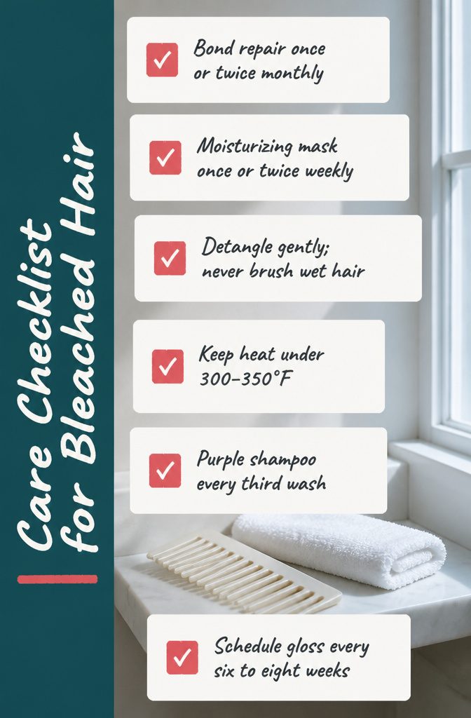Bleached hair care checklist information graphic