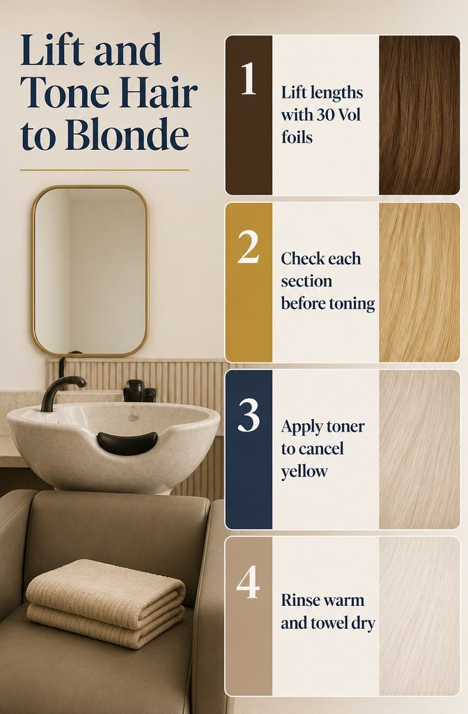 Hair lift and blonde toning information graphic