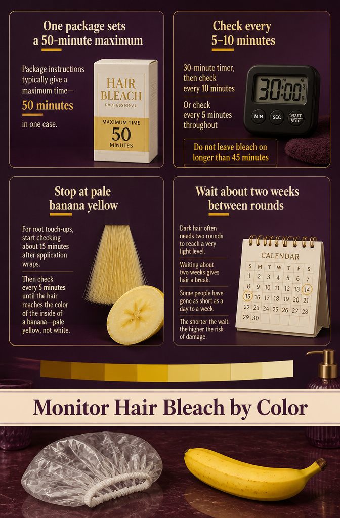 Beauty infographic showing hair colors during the bleaching process