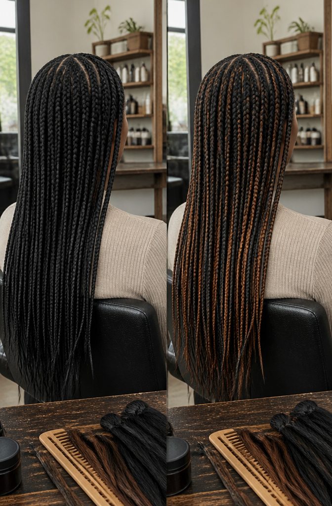 Black and brown braids in several natural shades