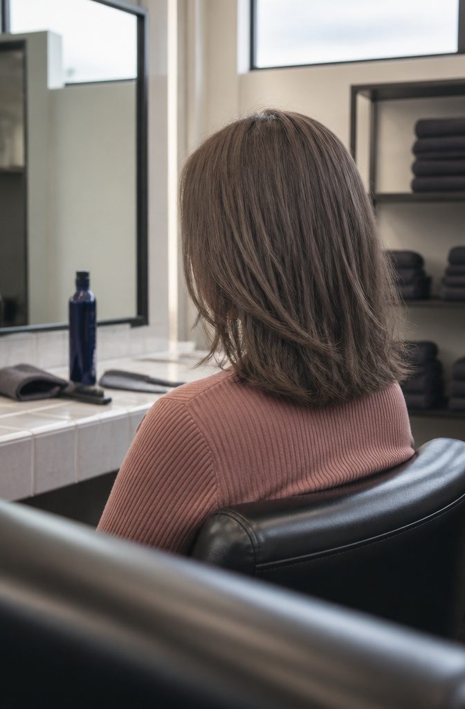 Ash brown hair with a cool gray cast and muted shine