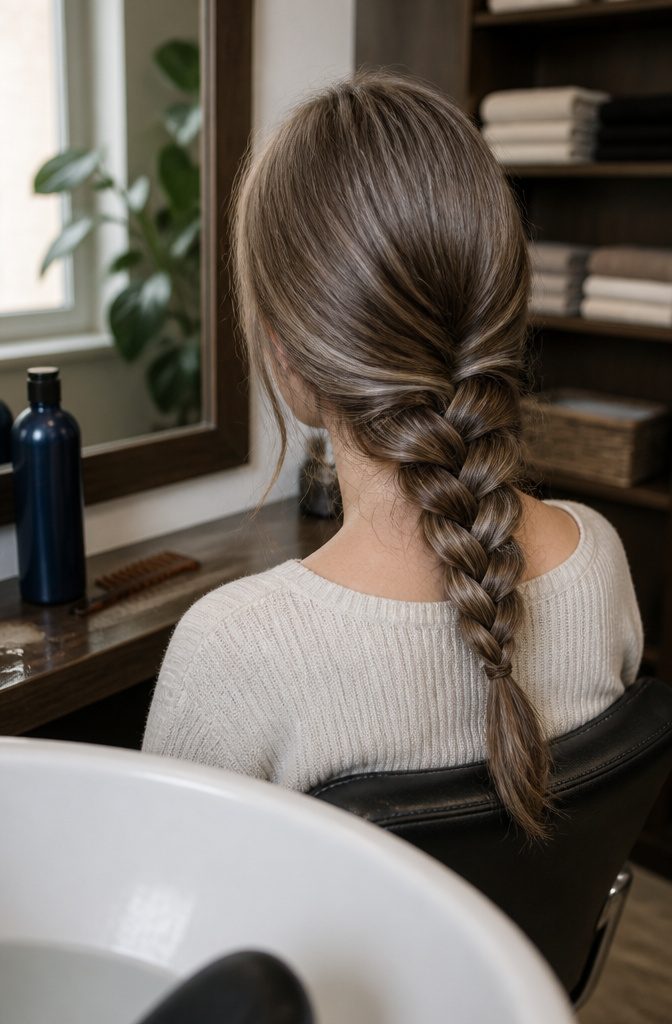 Light ash brown hair with pale silver undertones