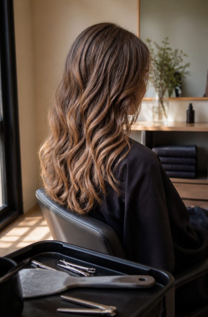 Sandy brown hairstyle with a light soft brunette tone