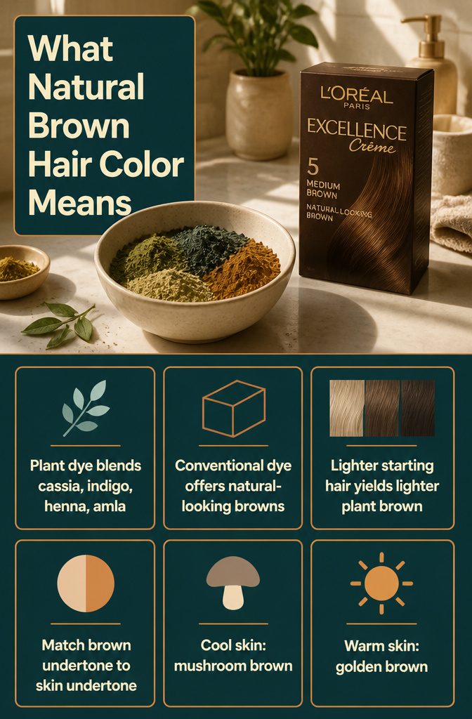 Beauty graphic about starting hair color and skin undertones for brown dye
