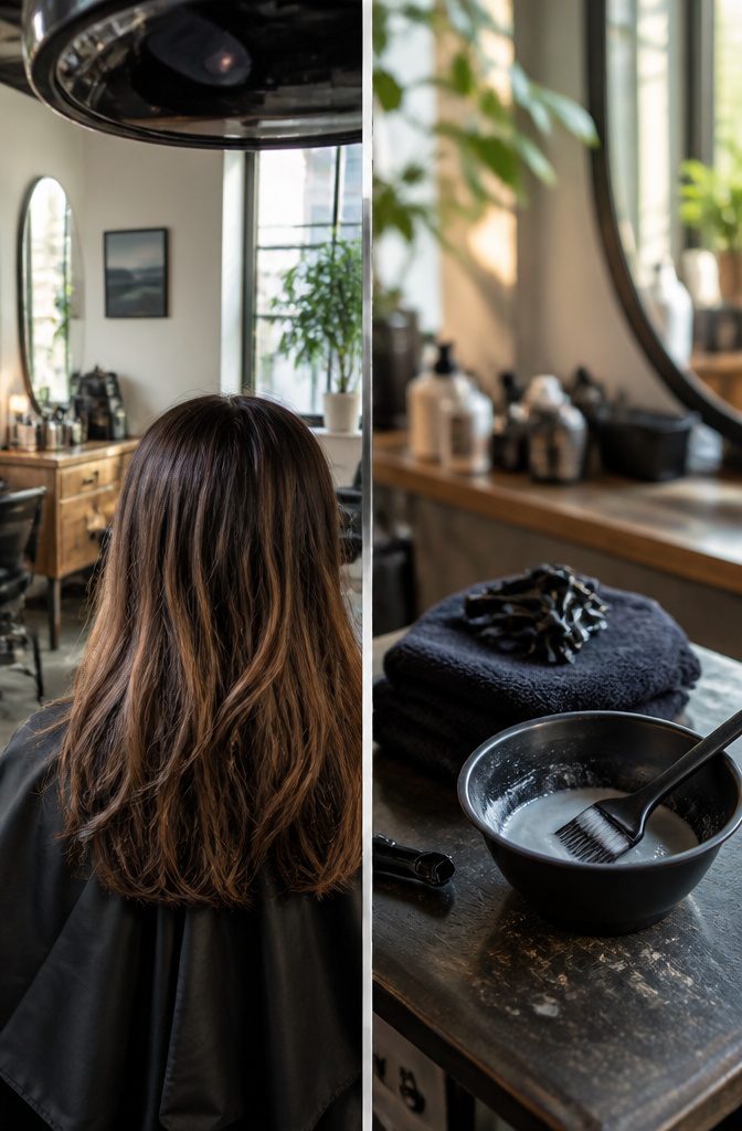 Hair showing demi color as it fades toward its natural shade