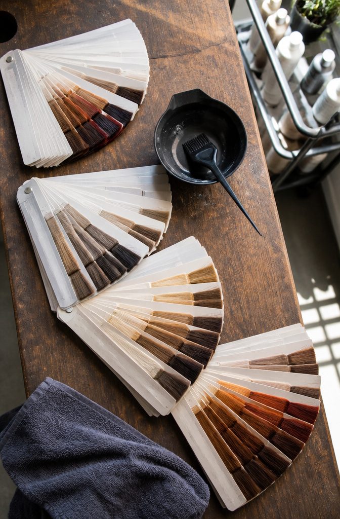 Hair color photograph accompanying examples of brand hair color codes