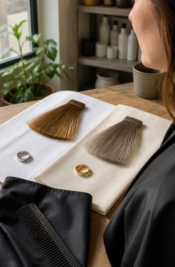 Hair color photograph illustrating hair shade choices for different skin undertones