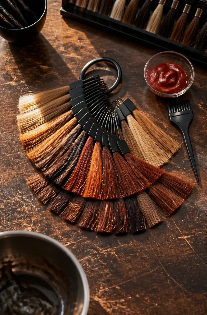 Hair color photograph accompanying examples of layered and repeated tone codes