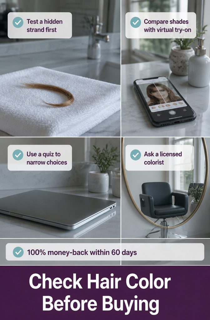Hair color buying guide image with shade checking details