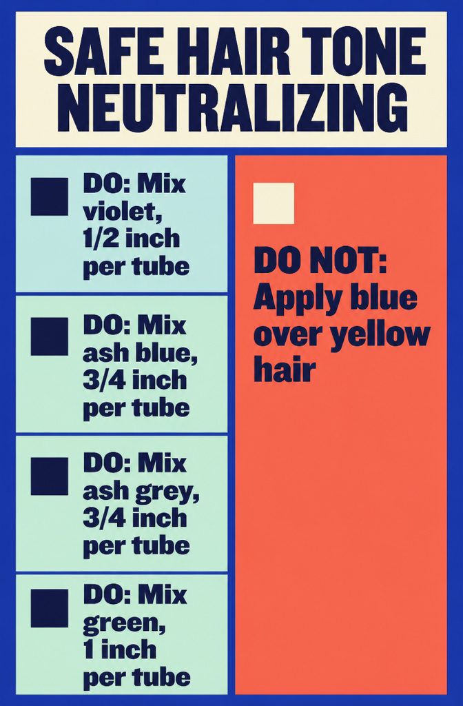 Hair tone chart pairing yellow, orange, and red with neutralizing colors