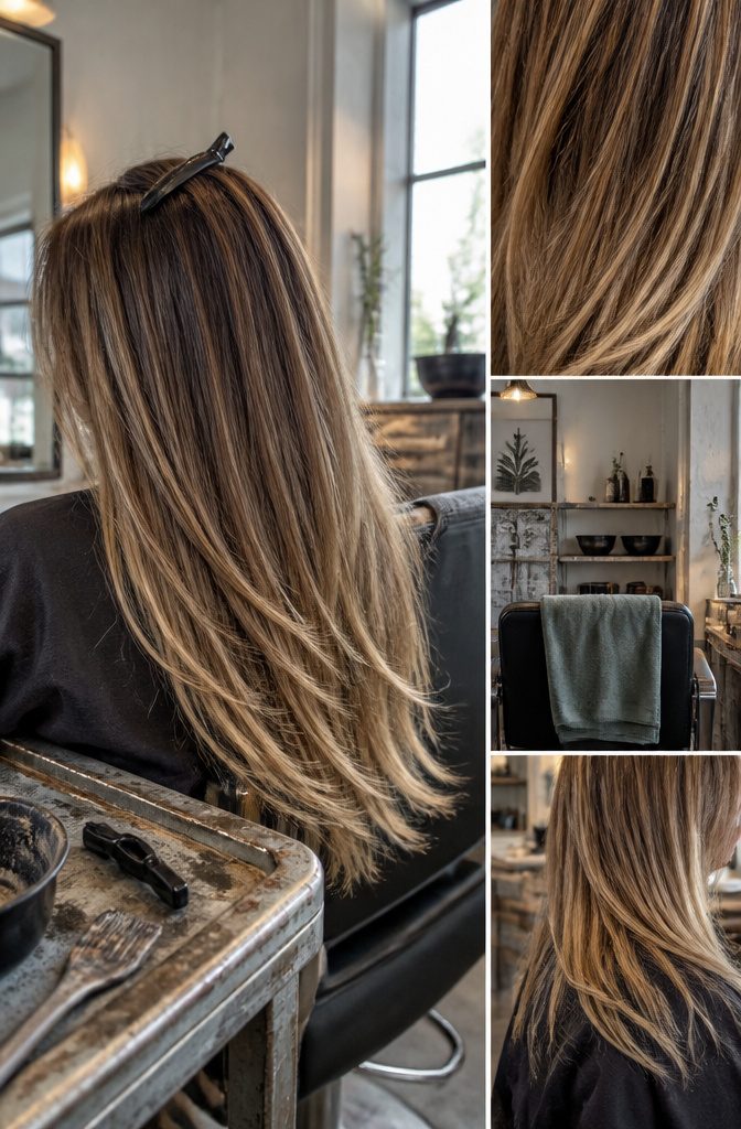 Jennifer Aniston with lighter face-framing pieces and pale ends