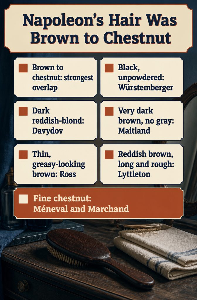 Napoleon portrait beside brown and chestnut hair color text