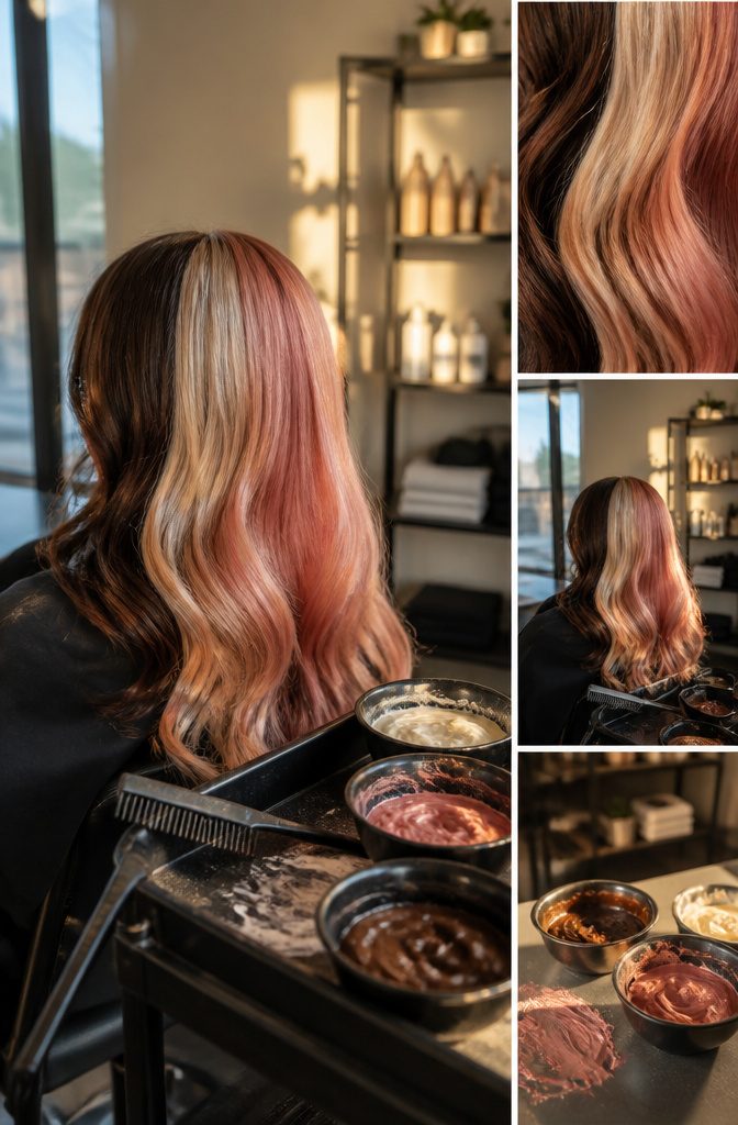 Neapolitan hair photograph accompanying text about brown blonde and pink shades