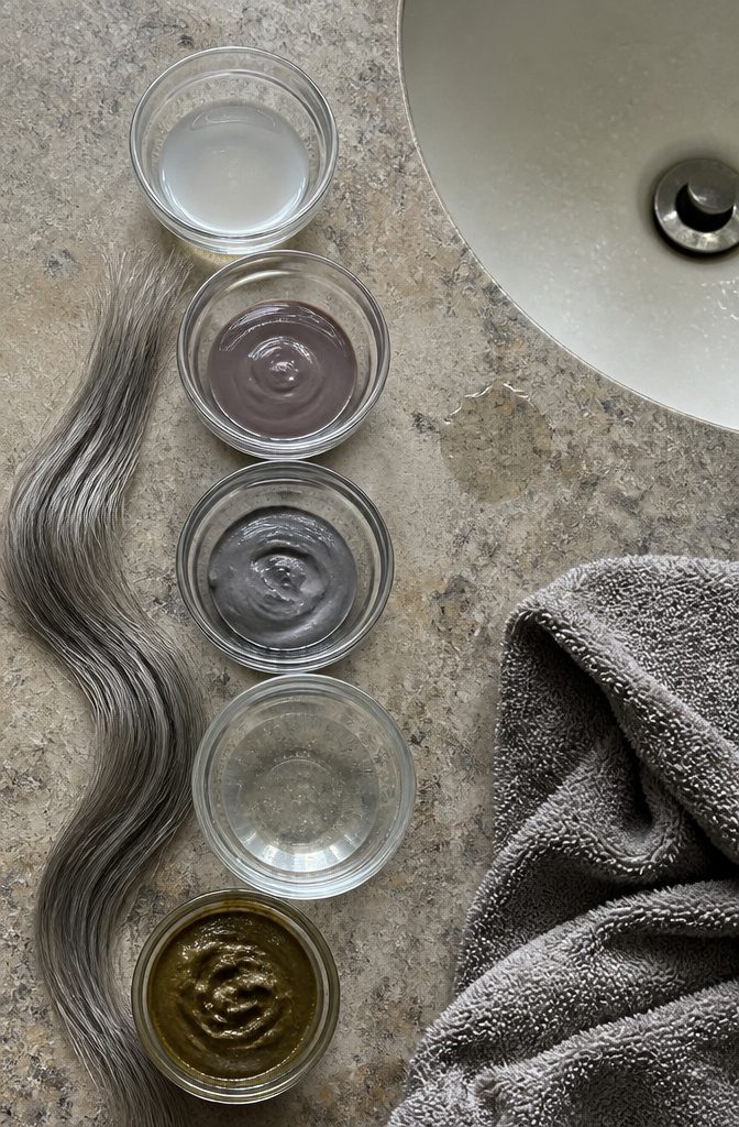 Hair color chart comparing silver rinse gloss henna and permanent dye