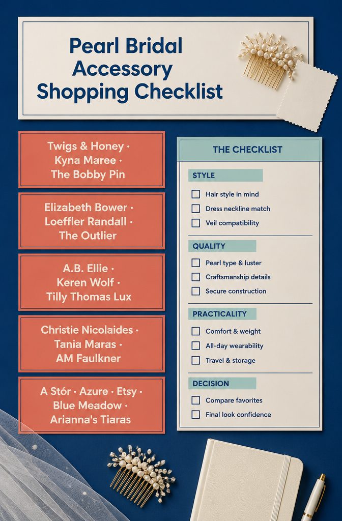 Pearl Bridal Accessory Shopping Checklist information graphic