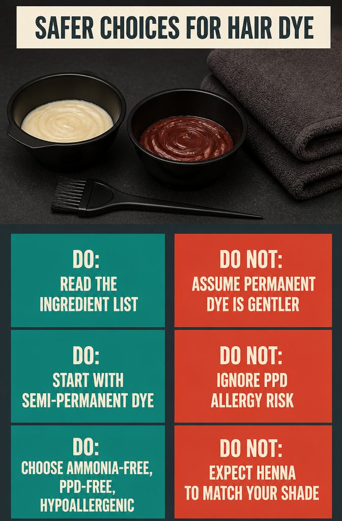 Information graphic comparing oxidative and nonoxidative hair dyes