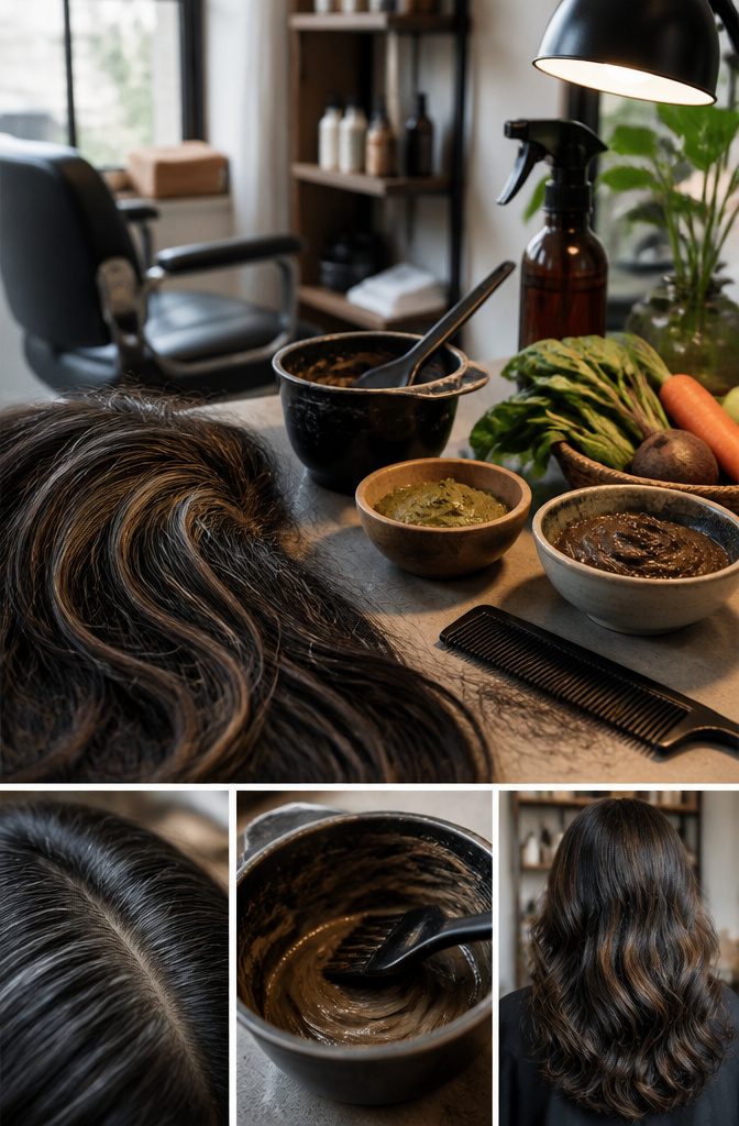 Hair with gray strands blended into lighter highlights