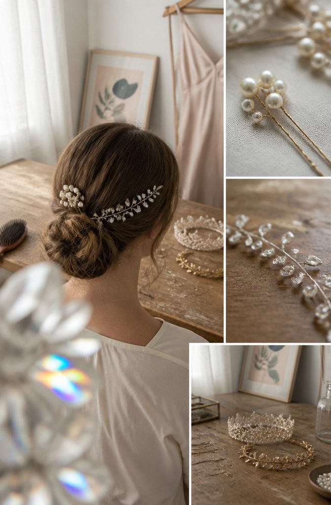 Prom hair accessory photo illustrating a single finishing piece with a prom hairstyle