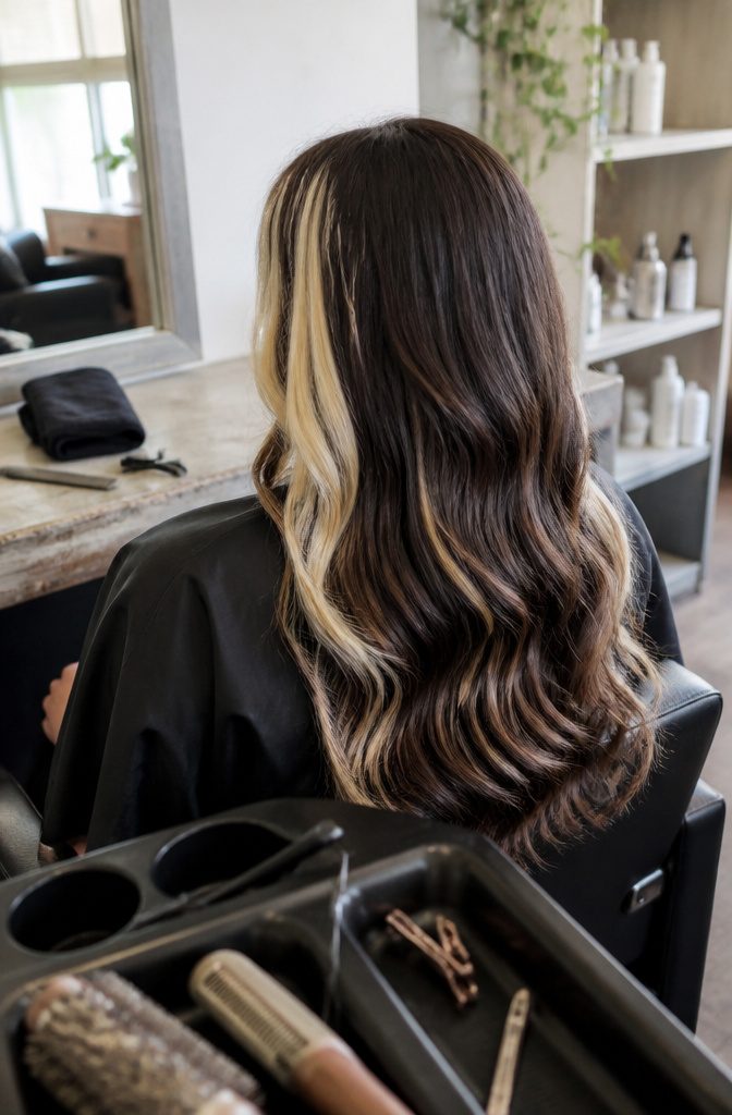 Two chunky streaks framing the face on either side