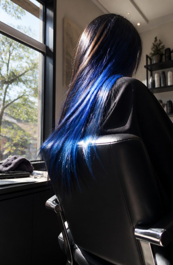 Electric blue hair streak shown in shade and direct sunlight