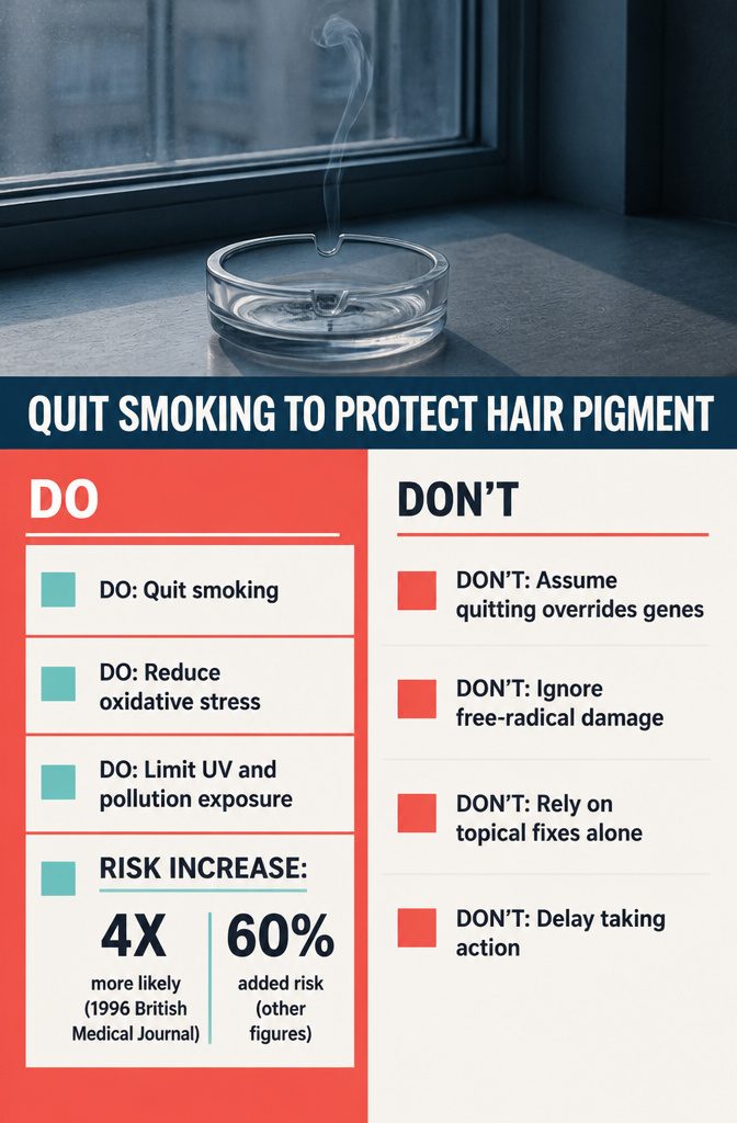 Graphic about quitting smoking to protect hair pigment